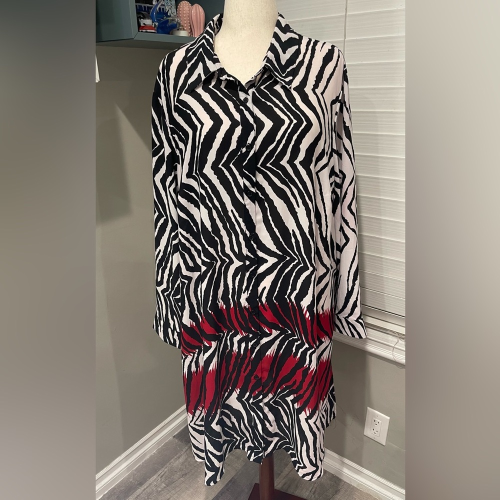 Ashley Stewart Zebra Long Sleeve Dress